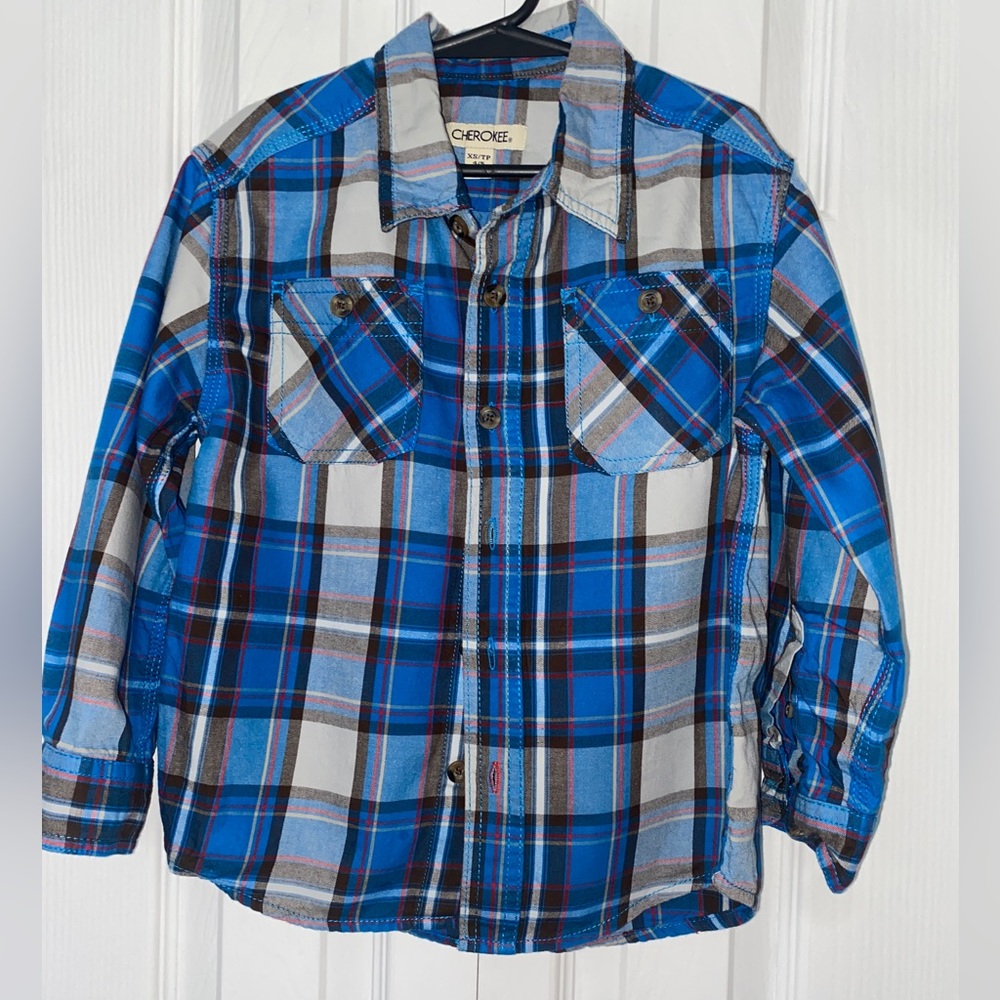 XS (4-5) Cherokee Blue and Black button down